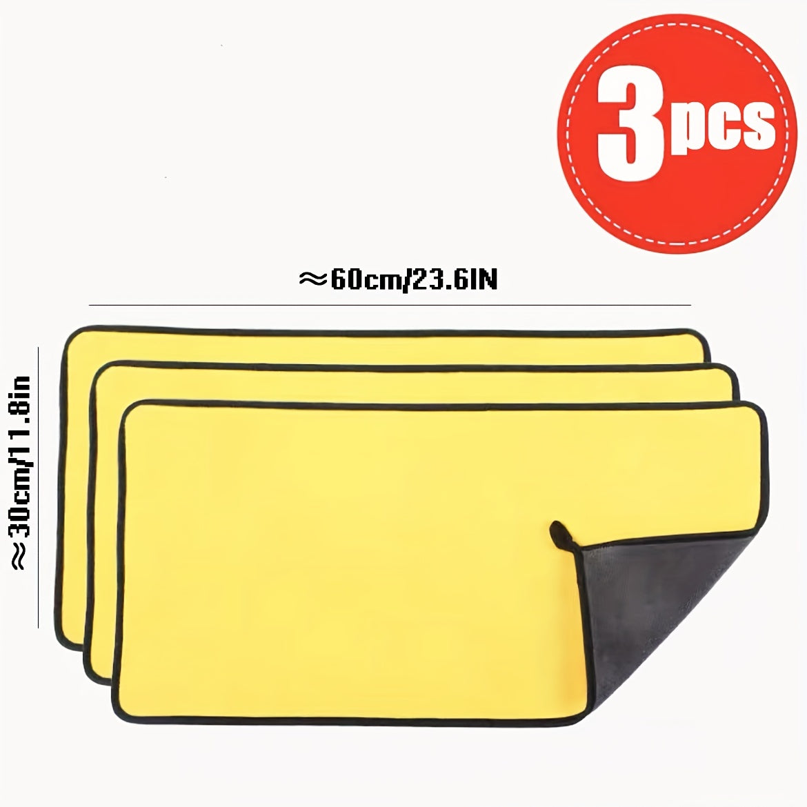 3pcs Super Absorbent Microfiber Car Wash Towels - Perfect For Interior Cleaning!
