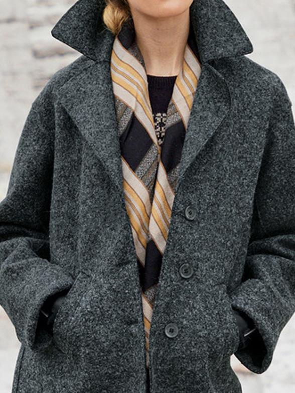 Casual Solid Color Lapel Long Sleeves Coat