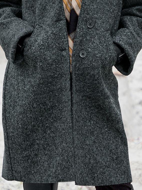 Casual Solid Color Lapel Long Sleeves Coat