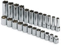 SK Professional Tools 89024 24 -Piece 3/8 in. Drive 6-Point STD/Extra Deep Metric Socket Set - Chrome Socket Set with Super Chrome Finish | Set of 24 Sockets Made in USA