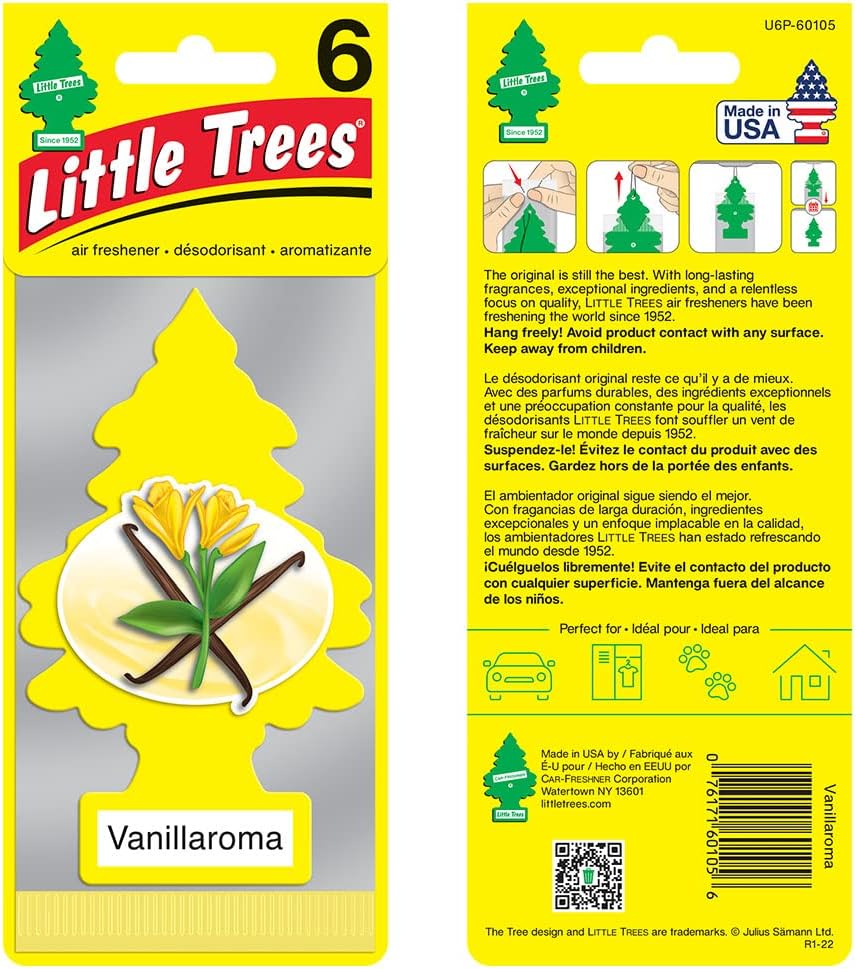LITTLE TREES Air Fresheners Car Air Freshener. Hanging Tree Provides Long Lasting Scent for Auto or Home. Vanillaroma, 24 Air Fresheners