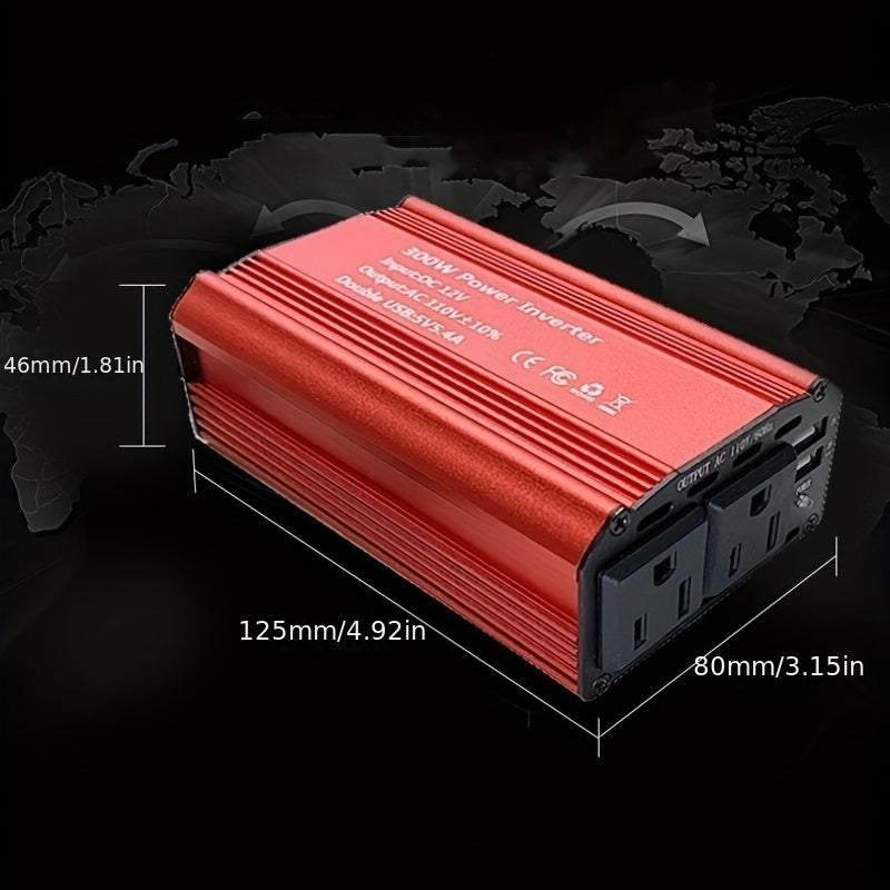 300W Power Inverter DC 12V To 110V AC Car Inverter With 5V 2.4A+3A And 2USB Car Adapters