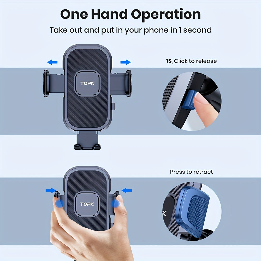 TOPK D38-C Car Phone Holder Mount, Upgraded Adjustable Horizontally And Vertically Cell Phone Holder For Car Dashboard Compatible With All Phones