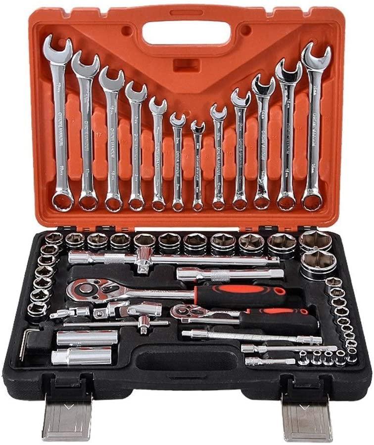 Peixiang Sturdy 61 pcs/Set Socket Wrench Set Spanner Car Machine Repair Service Tools Kit with Heavy Duty Ratchet Hardware Tool Kits Safety