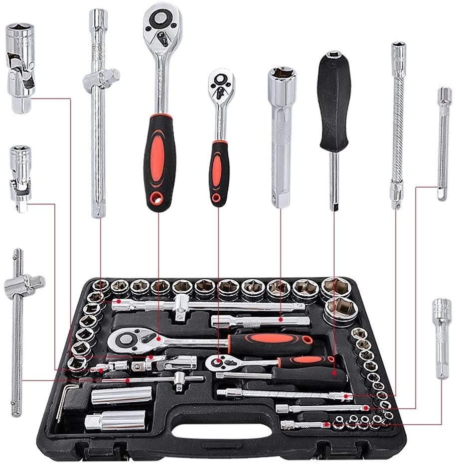 Peixiang Sturdy 61 pcs/Set Socket Wrench Set Spanner Car Machine Repair Service Tools Kit with Heavy Duty Ratchet Hardware Tool Kits Safety