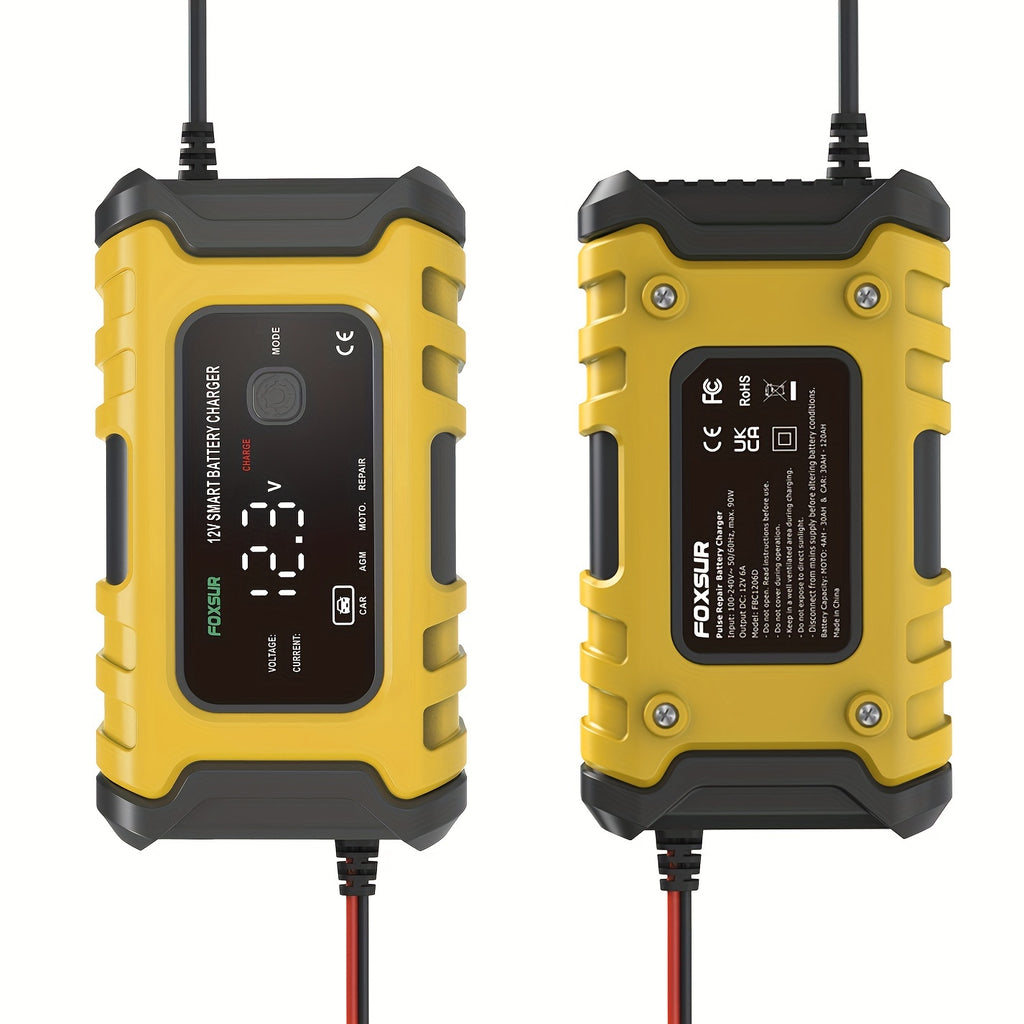 1pCar Battery Charger 12V 6A Smart Battery Trickle Charger Automatic Battery Maintainer Desulfator For Car Moto Lawn Mower Marine Lead Acid Batteries