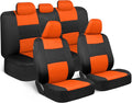BDK PolyPro Car Seat Covers Full Set in Orange on Black – Front and Rear Split Bench Seat Covers for Cars, Easy to Install Car Seat Cover Set, Car Accessories for Auto Trucks Van SUV