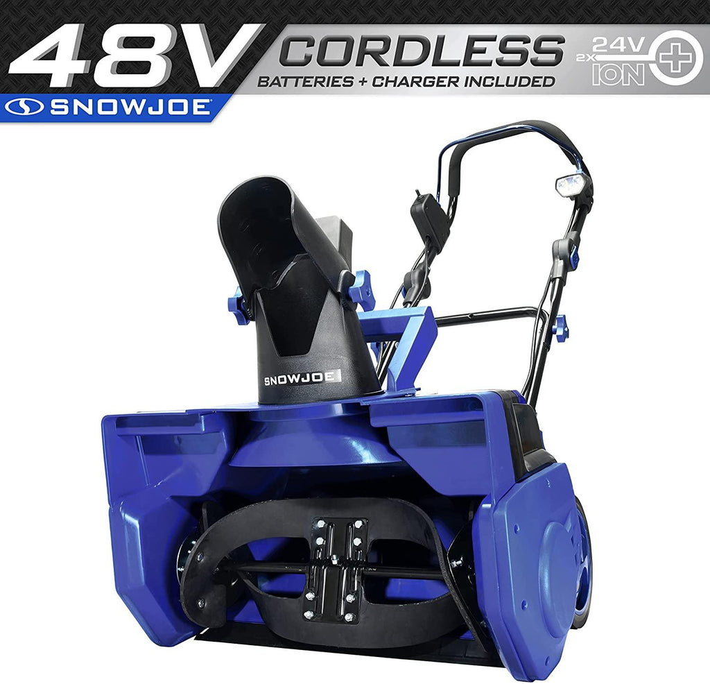 Snow Joe 24V-X2-SB21 48-Volt iON+ Cordless Snow Blower Kit, W/ 2 x 4.0-Ah Batteries and Dual Port Charger, 21 in
