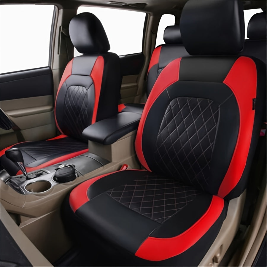 All Season PU Leather Universal Car Seat Cover Set Full Surrounded Cushion Protector Pad Anti-Scratch Fit Sedan Suv Pick-up Seat