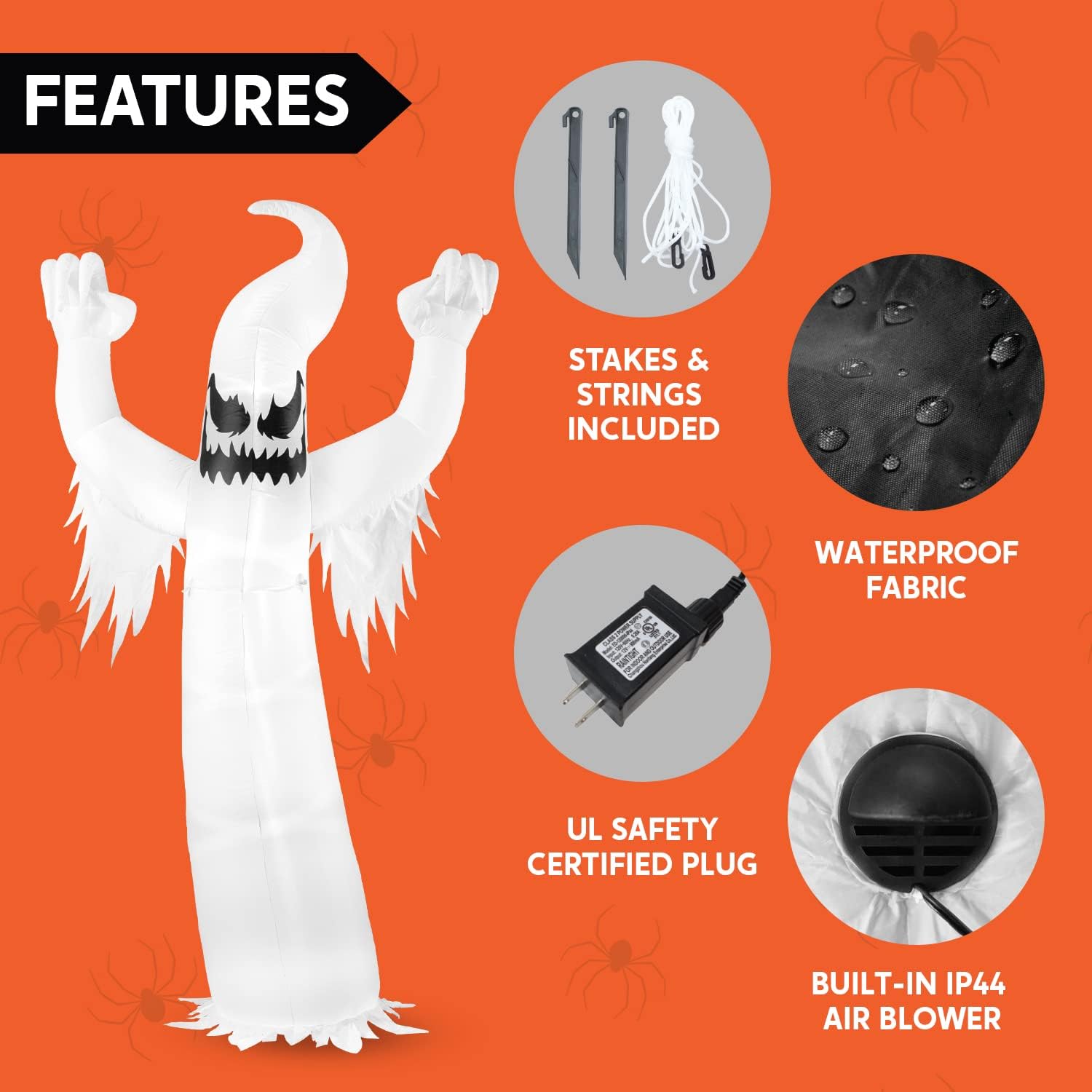 12 Ft Tall Halloween Inflatable Scary Spooky Ghost Inflatable Yard Decoration with Build-in LEDs Blow Up Inflatables for Halloween Party Indoor, Outdoor, Yard, Garden, Lawn Decorations