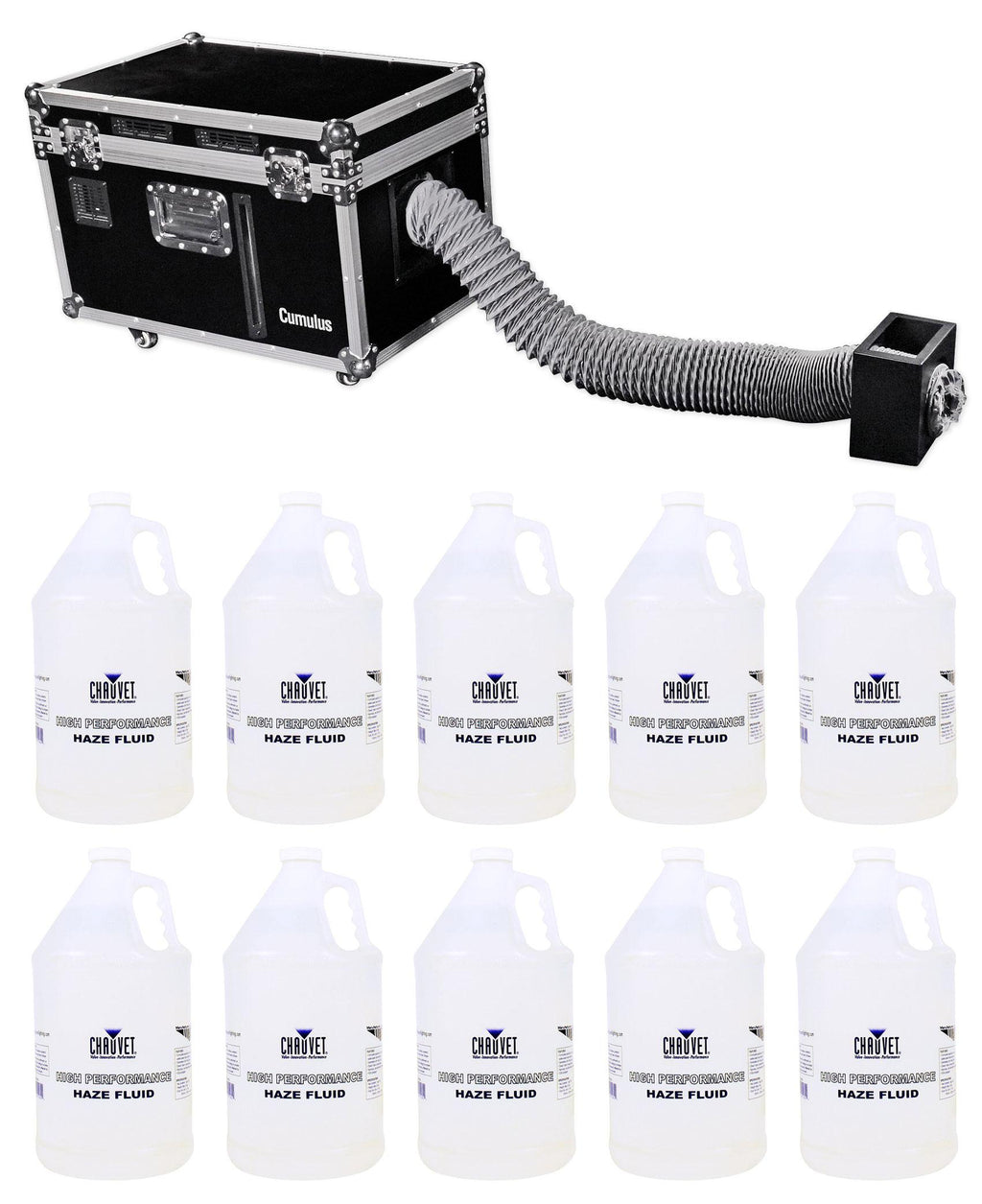 Chauvet DJ CUMULUS Fog Machine Pro DMX Fogger w/ Road Case + (10) Gallons Fluid