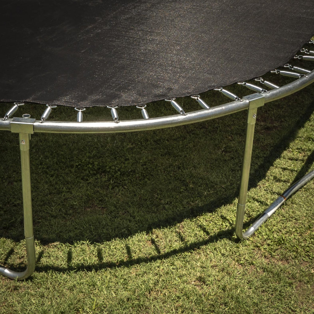 JumpOval 10' x 15' Trampoline, with Two Basketball Hoops, Blue/Yellow