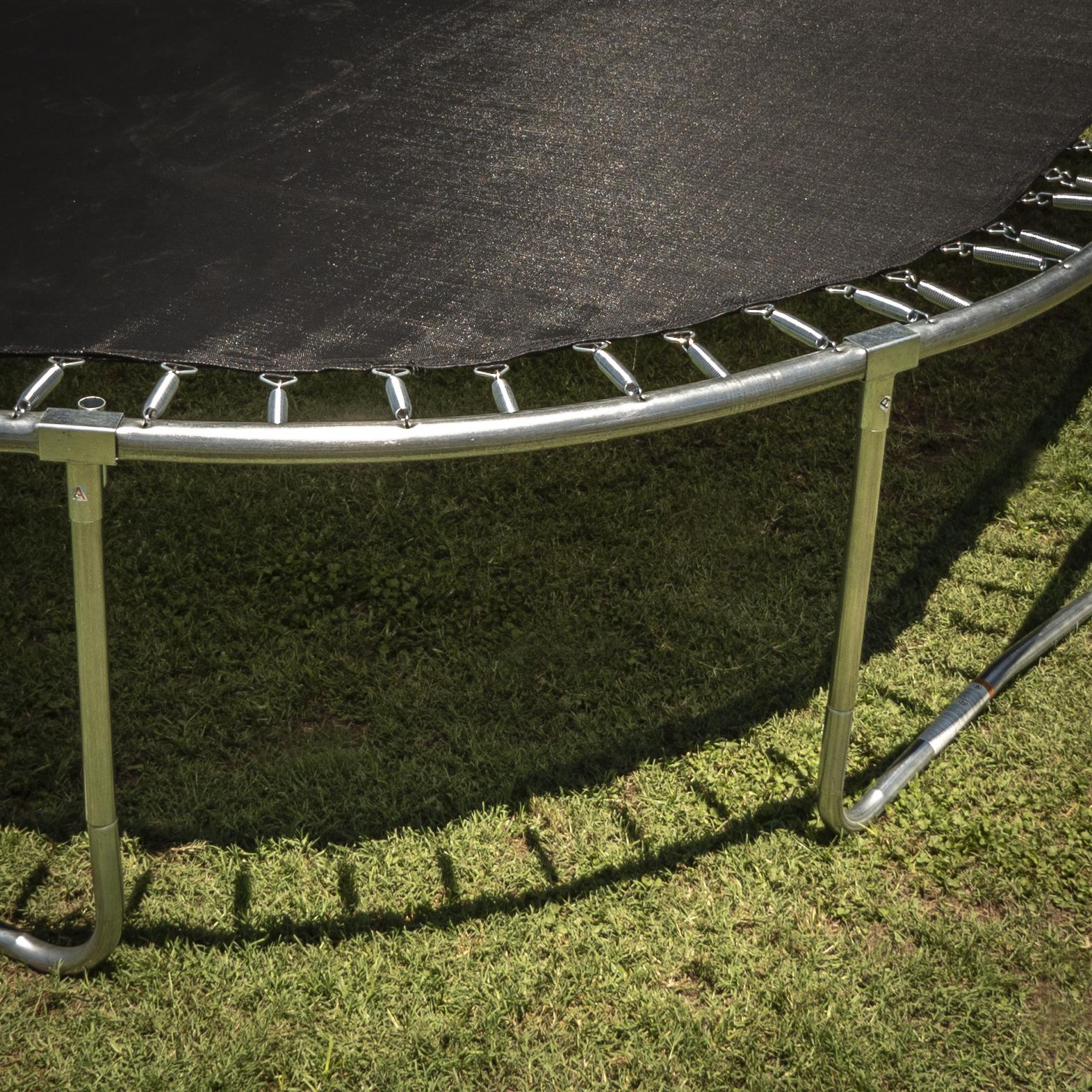JumpOval 10' x 15' Trampoline, with Two Basketball Hoops, Blue/Yellow