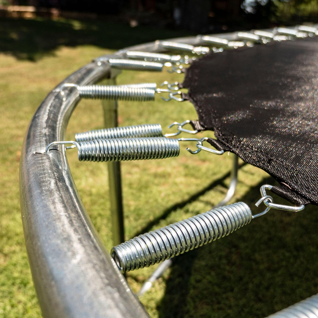 JumpOval 10' x 15' Trampoline, with Two Basketball Hoops, Blue/Yellow