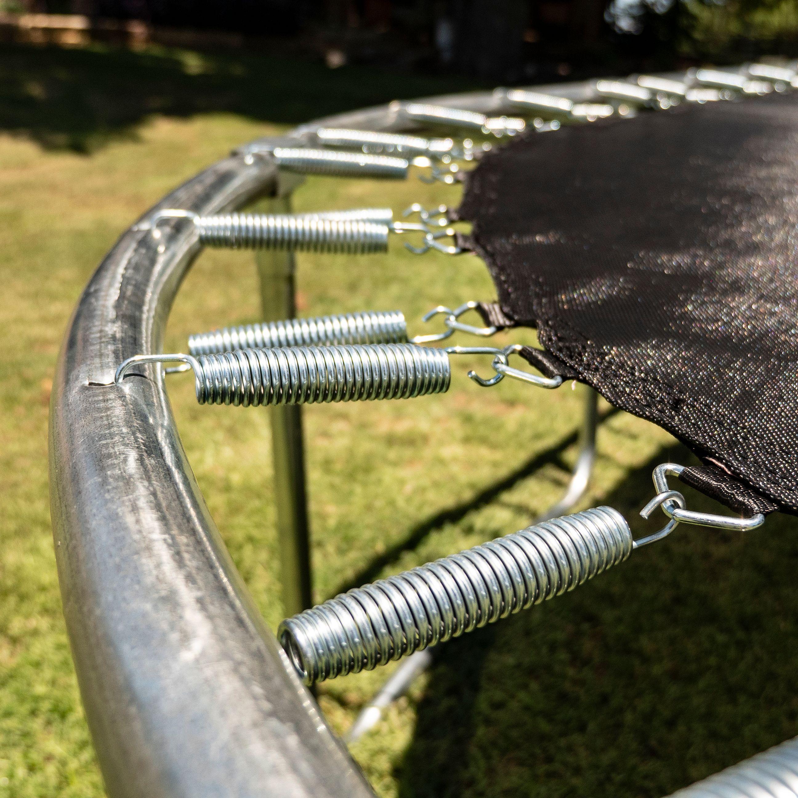 JumpOval 10' x 15' Trampoline, with Two Basketball Hoops, Blue/Yellow