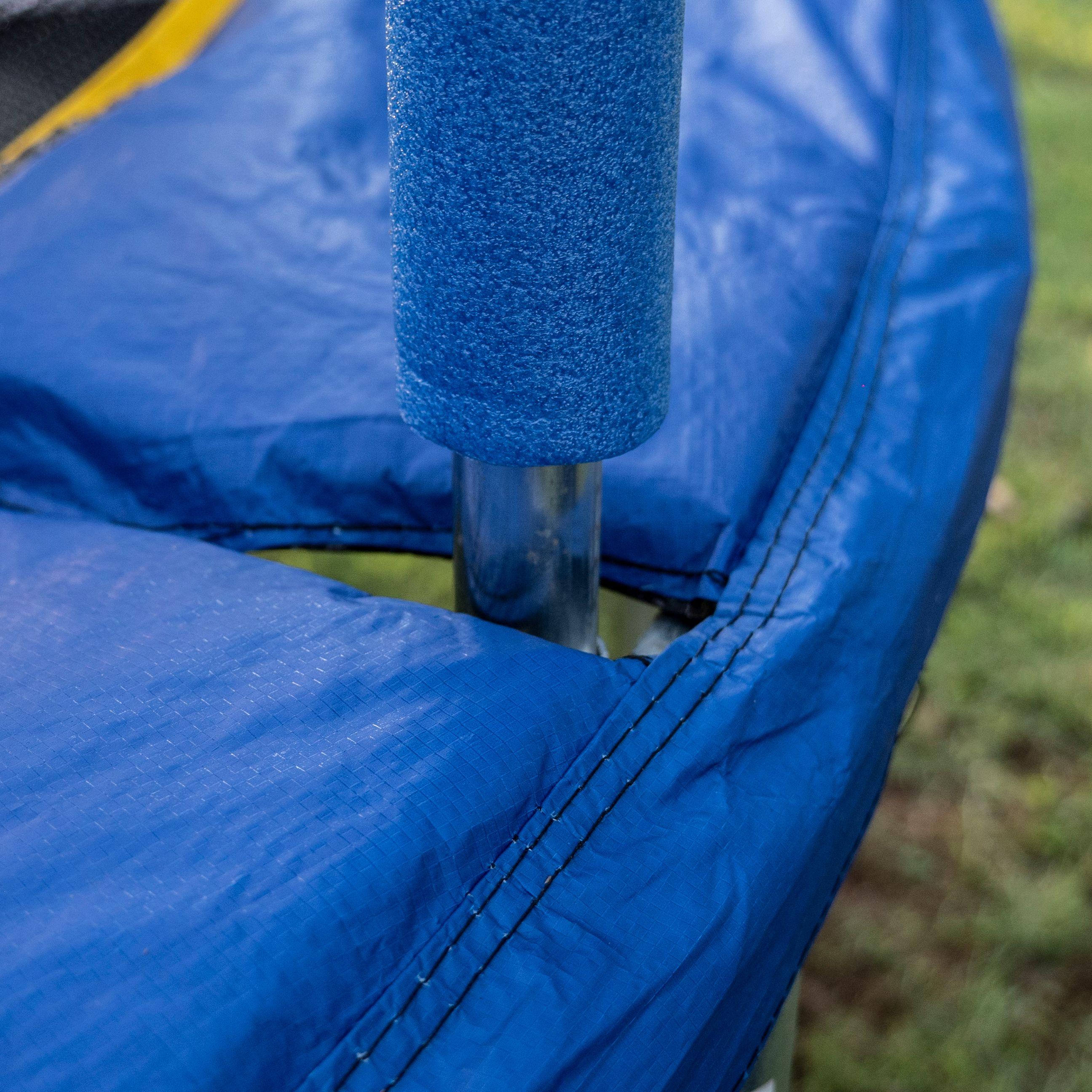 JumpOval 10' x 15' Trampoline, with Two Basketball Hoops, Blue/Yellow