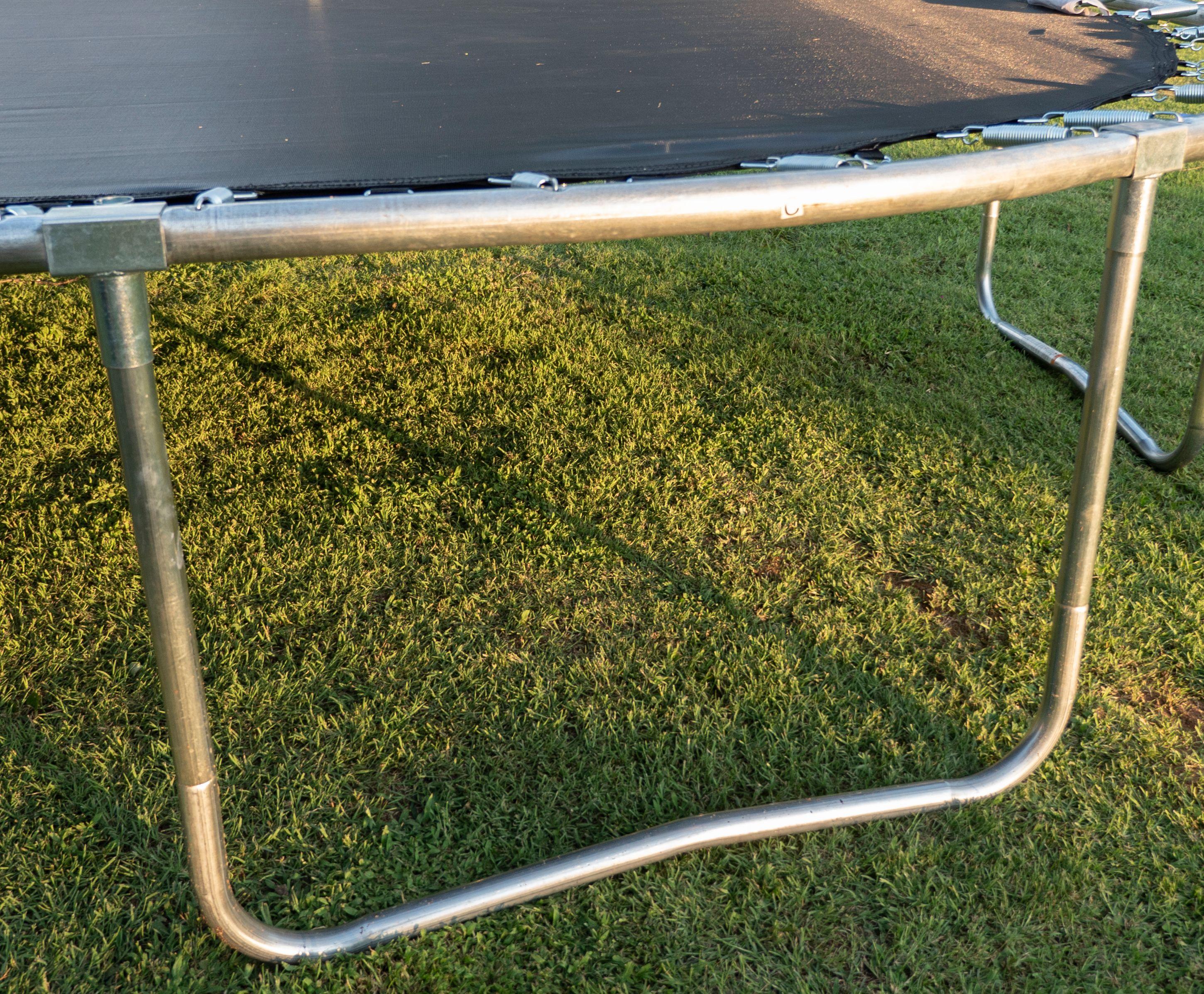JumpOval 10' x 15' Trampoline, with Two Basketball Hoops, Blue/Yellow