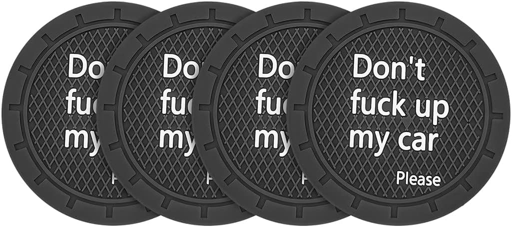 8sanlione Car Cup Coaster, 4Pcs 2.75 Inch Auto Cup Holder Insert Coasters, Non-Slip Waterproof Embedded Drink Mat, Automotive Interior Accessories for Men and Women (D Black/4PCS)