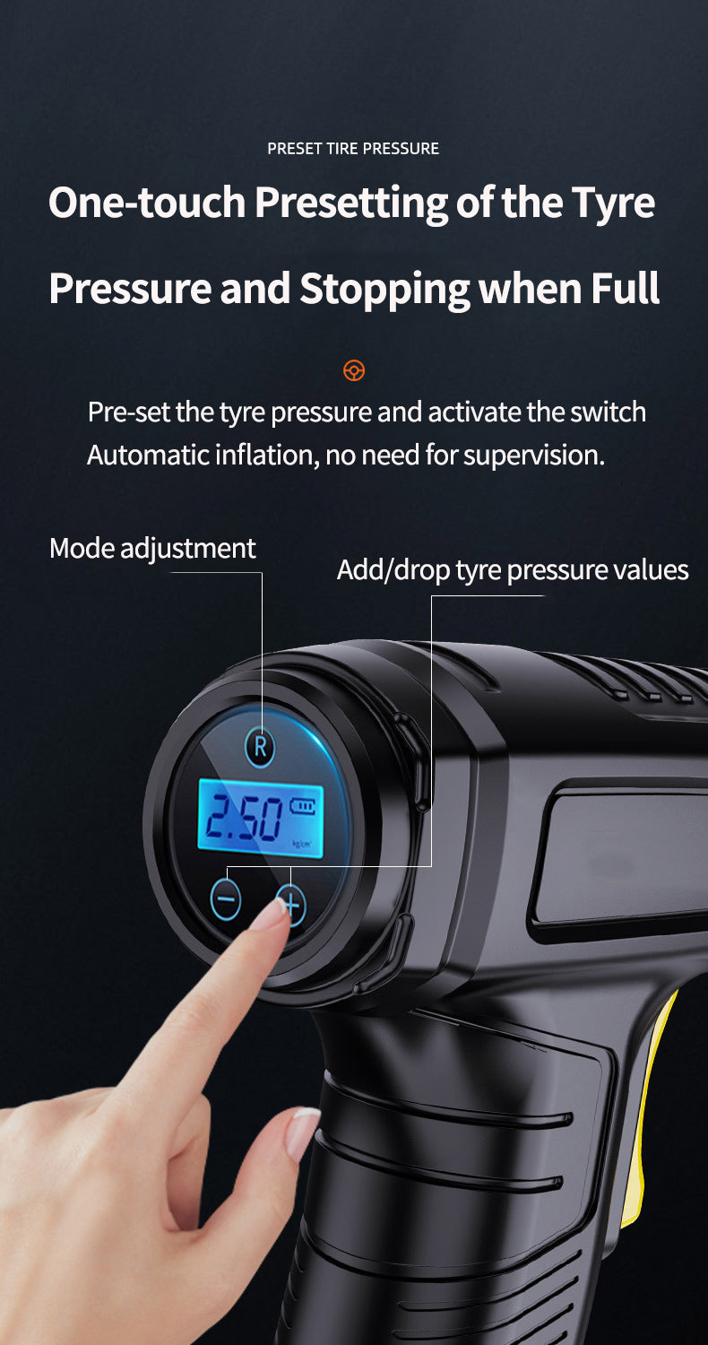 120W Car Air Inflator Pump, Wireless/Wired Electric Handheld Car Tire Inflatable Pump Portable Air Compressor For Tires Digital Auto Tire Inflator