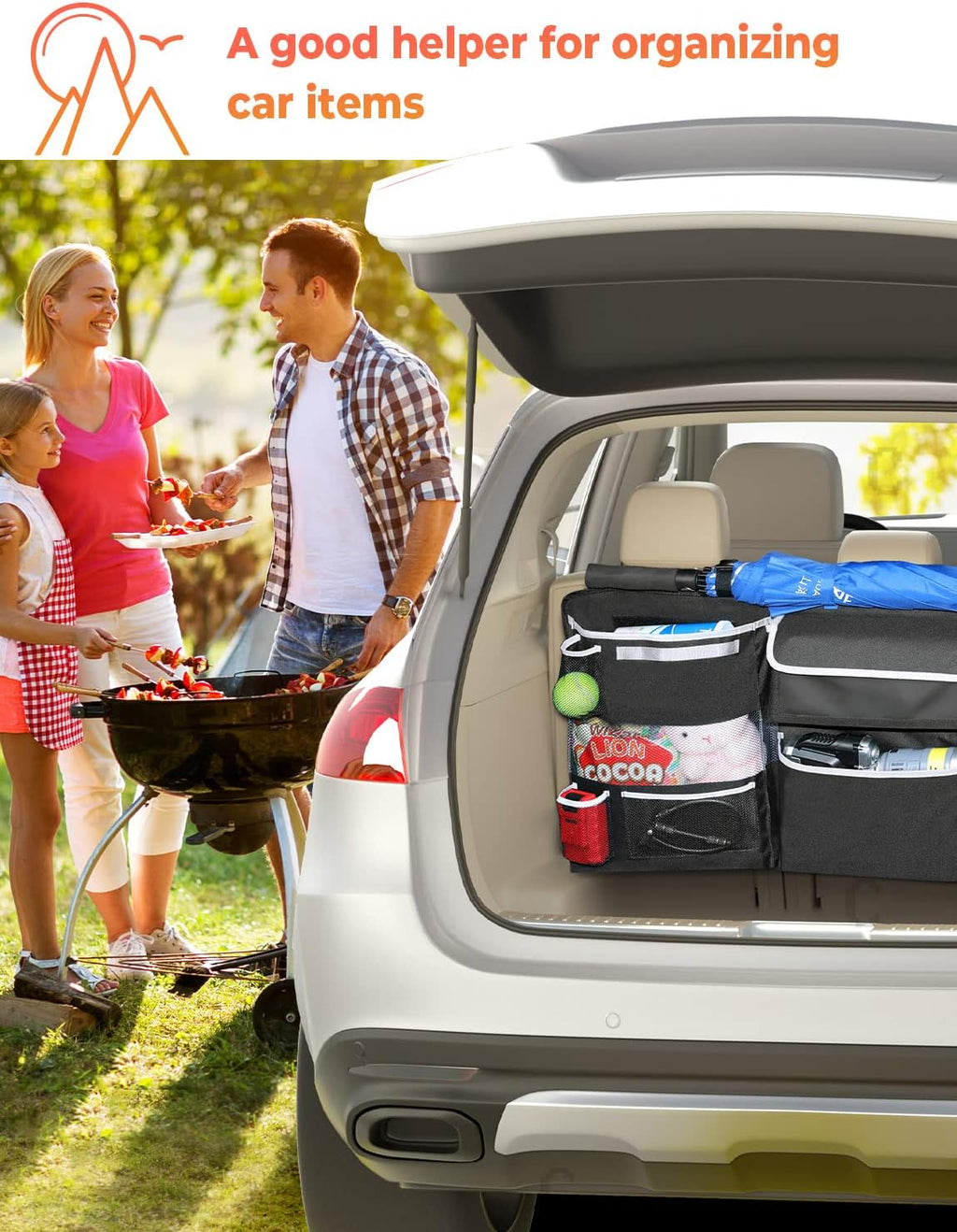 Oasser Car Storage Organizer Version, Hanging Trunk Organizer with 10 Different Functional Storage Bags, Car Trunk Organizer for SUV Truck MPV VAN