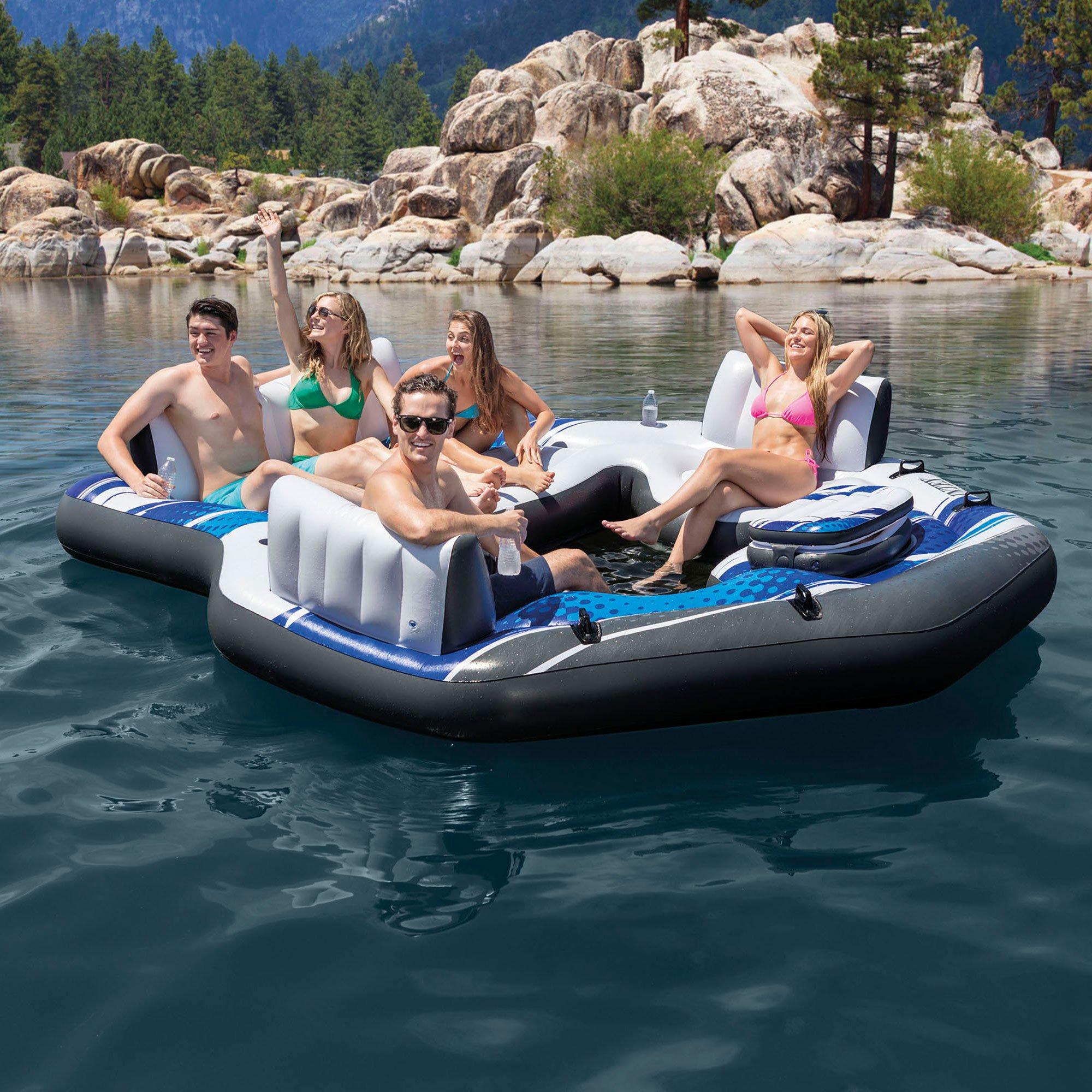 5 Seat Inflatable Lounging Pool Float and Inflatable Giant 5 Person Raft