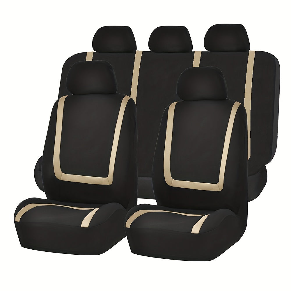 Upgrade Your Car Interior Comfort: 5-Seat Universal Car Seat Cover Set - Soft &amp; Breathable Polyester Fabric