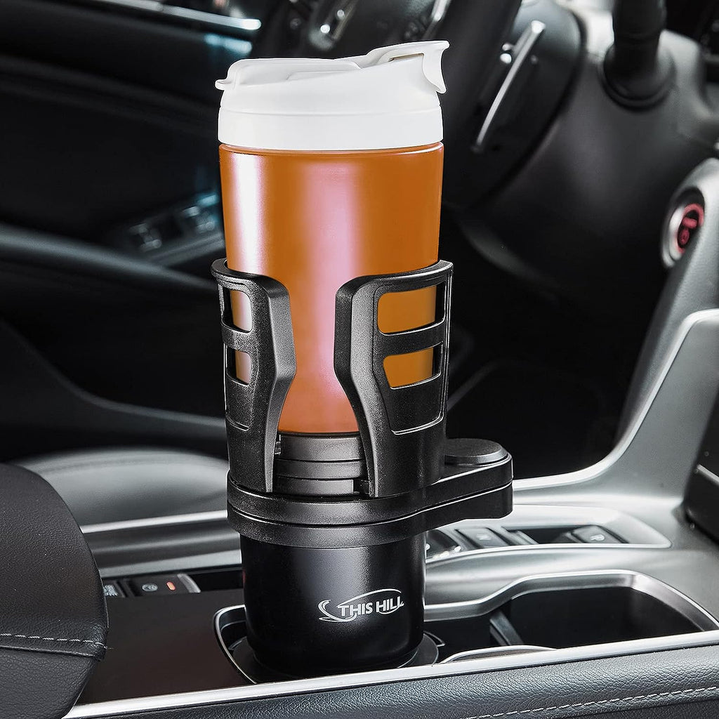 2 in 1 Multifunctional Car Cup Holder Expander with Adjustable Base,THIS HILL Cup Holder Extender for Car for Bottles Cups Drinks Snack