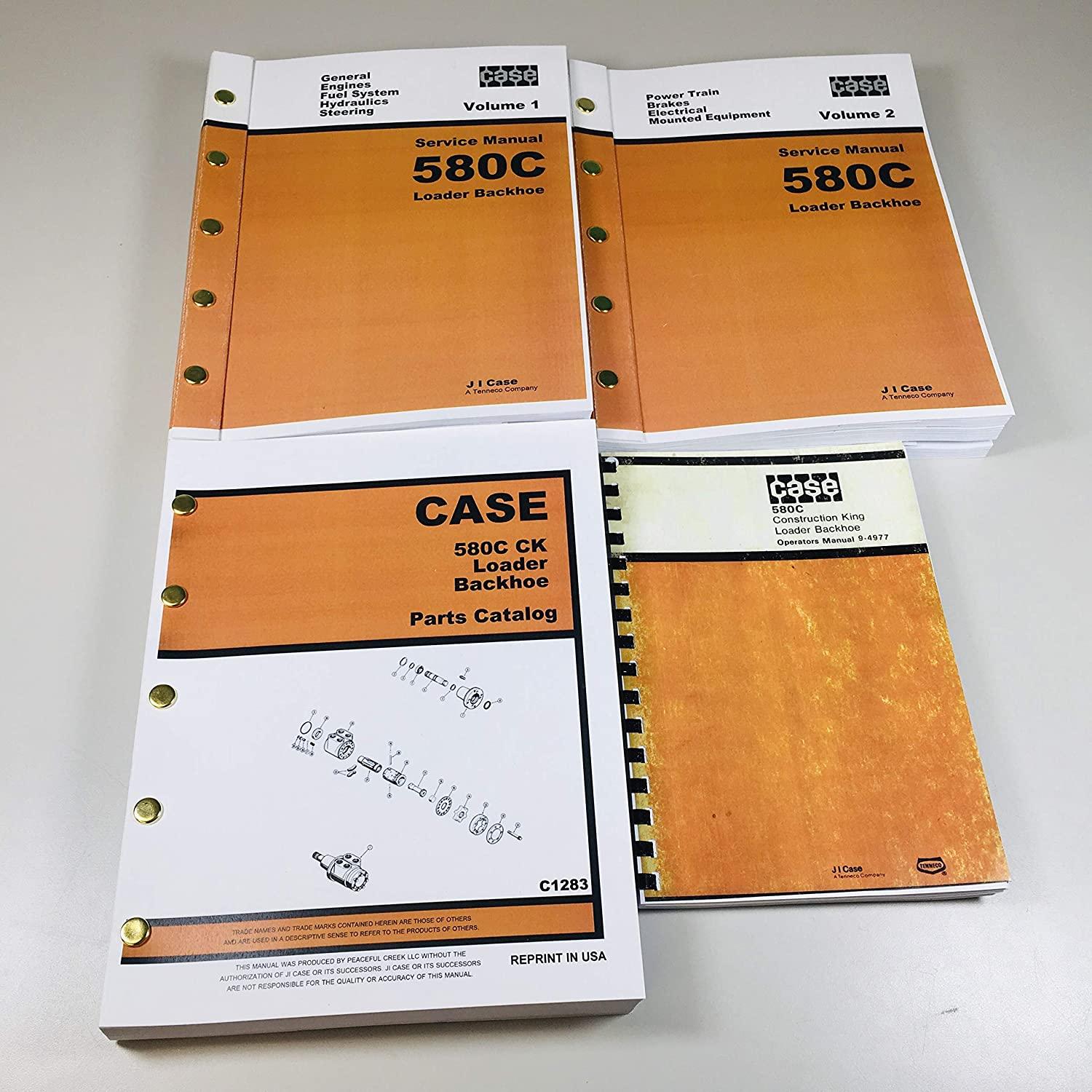Case 580C Construction Loader Backhoe Service, Parts and Operators Manuals 4 Volumes