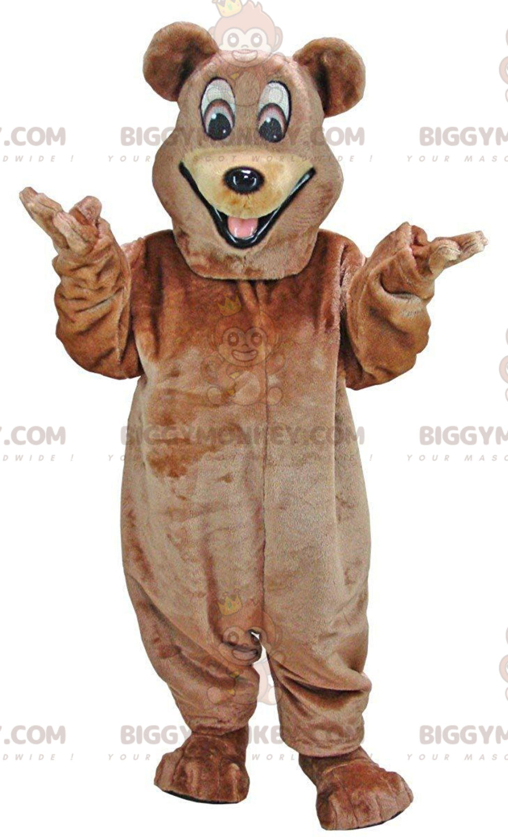 Happy Bear BIGGYMONKEYMascot Costume, Smiling Teddy Bear Costume