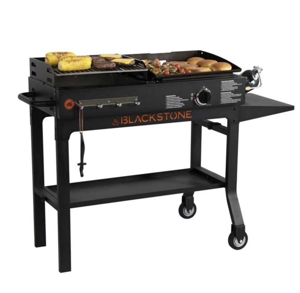 Griddle and Charcoal Grill Combo Flat Top Gas Hibachi Station