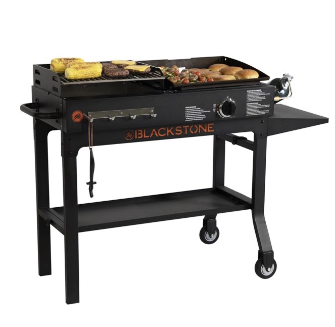 Griddle and Charcoal Grill Combo Flat Top Gas Hibachi Station