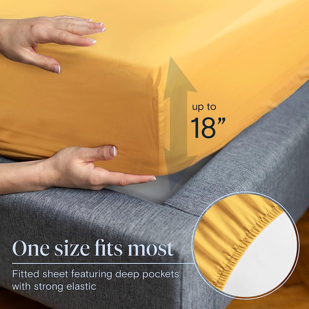 LuxClub 6 PC California King Size Sheet Set Bamboo Sheets Deep Pockets 18" Eco Friendly Wrinkle Free Cooling Sheets Machine Washable Hotel Bedding Silky Soft - Medallion Gold California King