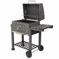 Outdoor Barbecue Charcoal Oven Square Oven with 4 Hooks Plastic Wheels