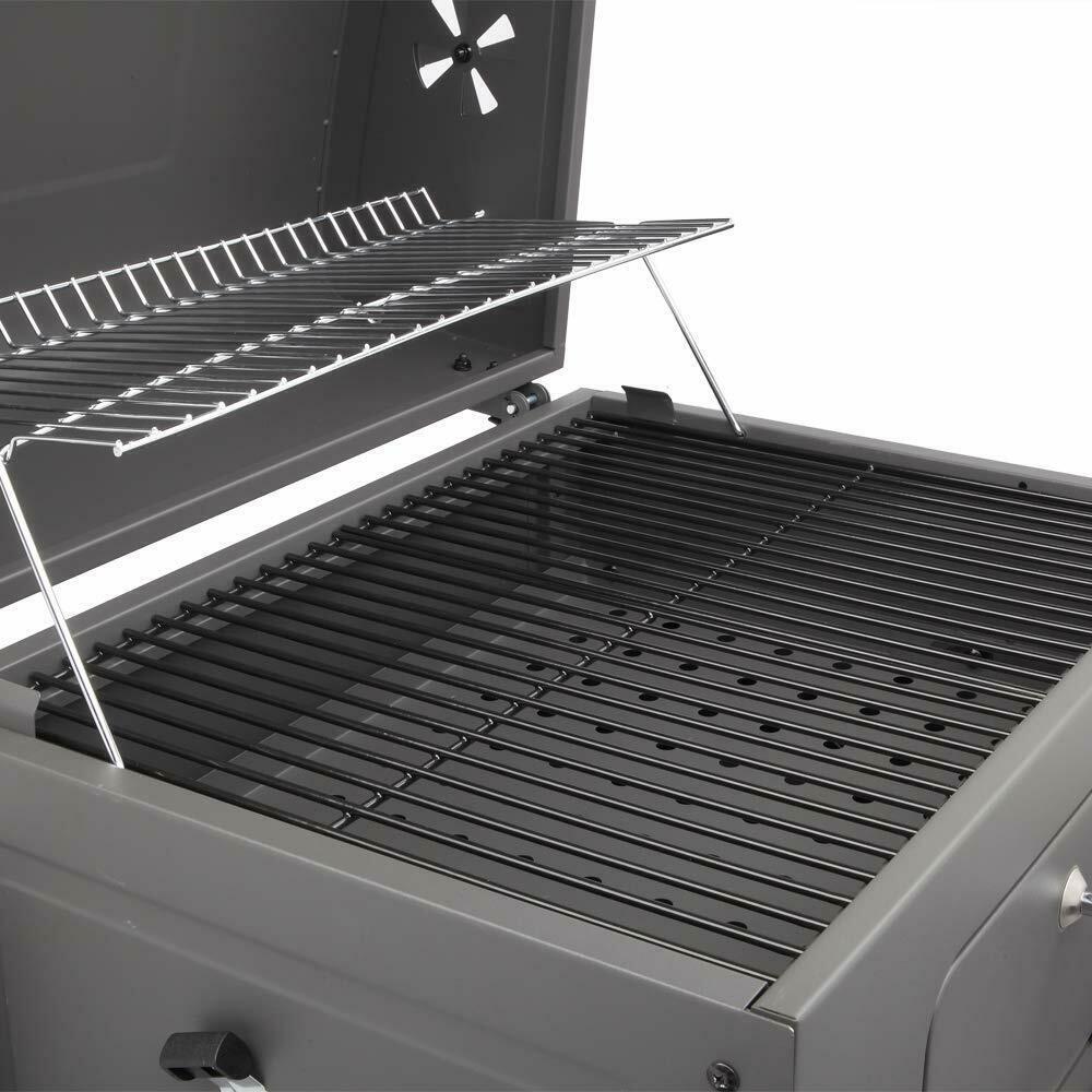 Outdoor Barbecue Charcoal Oven Square Oven with 4 Hooks Plastic Wheels