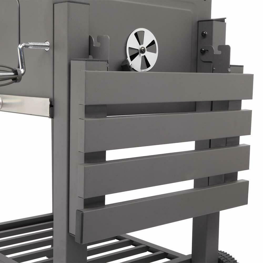 Outdoor Barbecue Charcoal Oven Square Oven with 4 Hooks Plastic Wheels
