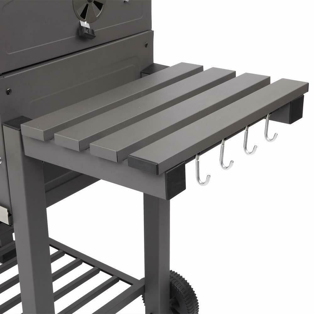 Outdoor Barbecue Charcoal Oven Square Oven with 4 Hooks Plastic Wheels