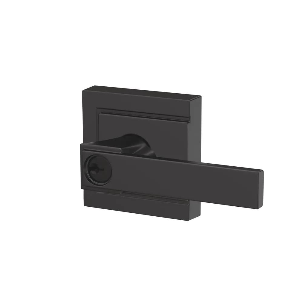 Custom Northbrook Matte Black Upland Trim Keyed Entry Door Lever