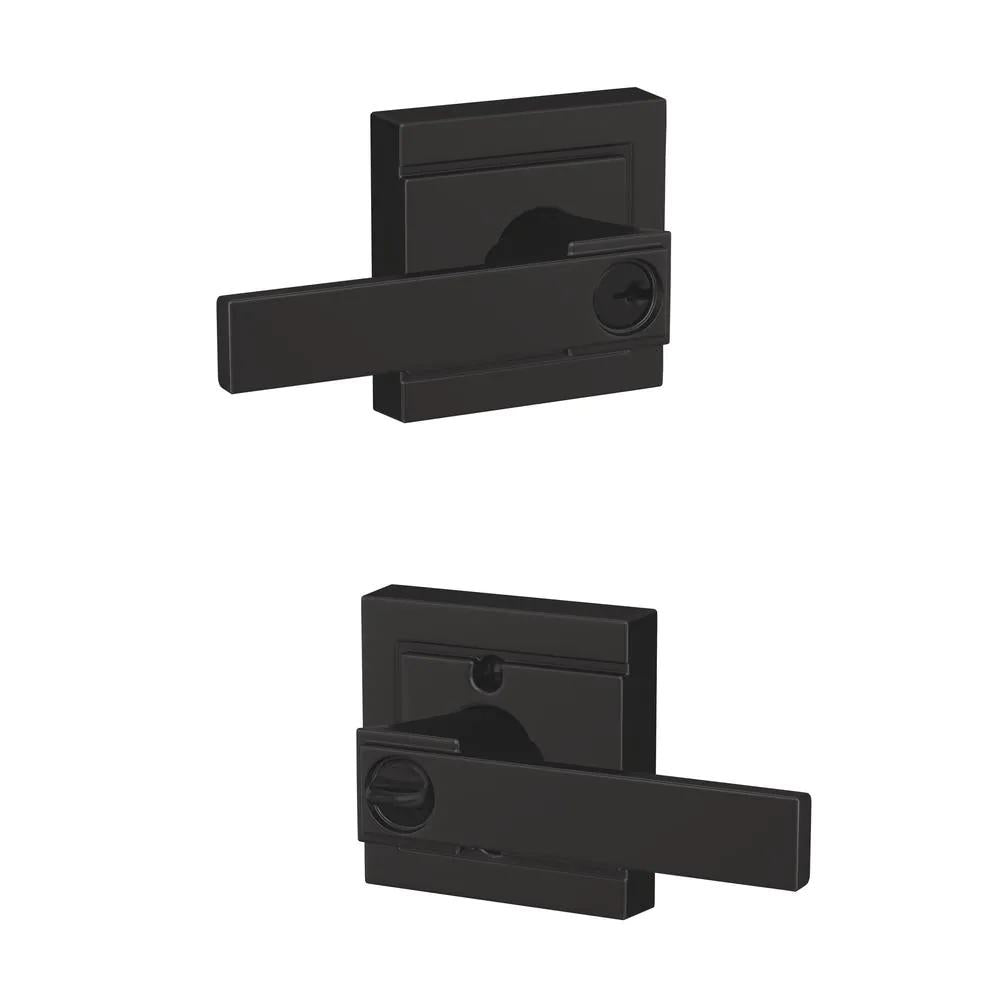 Custom Northbrook Matte Black Upland Trim Keyed Entry Door Lever