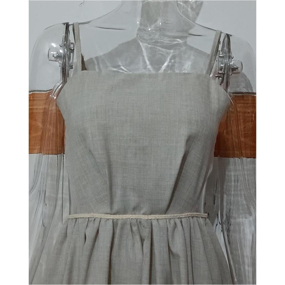 spaghetti strap backless midi dress
