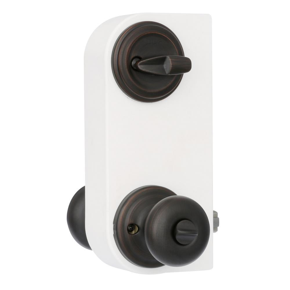 Juno Venetian Bronze Exterior Entry Door Knob and Single Cylinder Deadbolt Combo Pack Featuring SmartKey Security