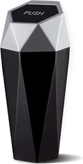 JUSTTOP Car Trash Can with Lid, Diamond  Small Automatic Portable Trash Can, Easy to Clean, Used in Car Home Office (Silver)