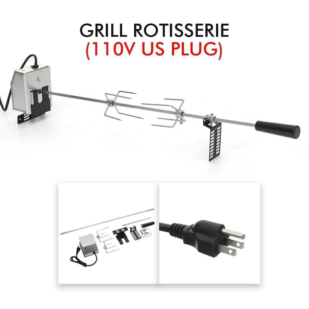 Automatic Electric Grill Rotisserie Meat Fork Roaster Rod Camping Barbecue Tools