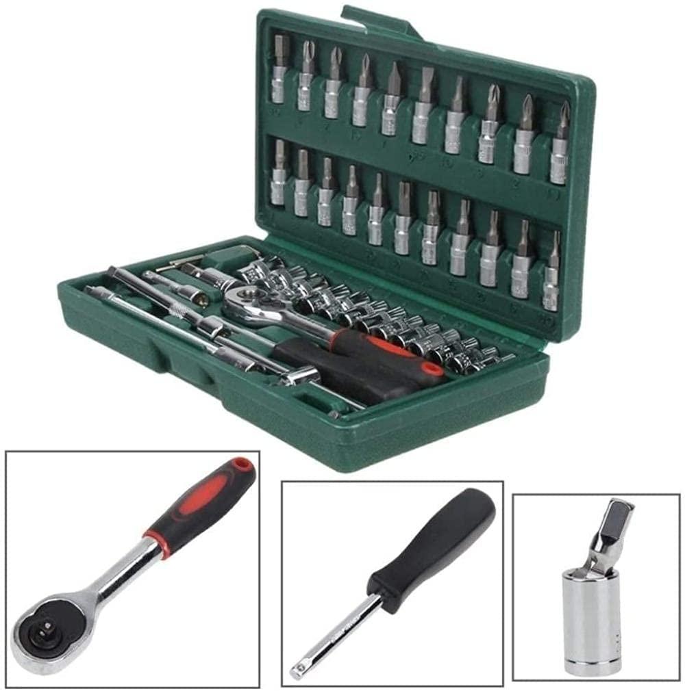 DIY Screwdriver Set Hand Tools Hot Professional 46pcs Spanner Socket Set 1/4 inch Screwdriver Ratchet Wrench Set Kit Car Repair Tools Combination Hand Tool Set Tool Kit