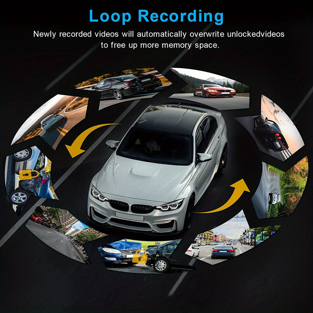 Dash Camera Front And Inside With 32G SD Card, 3.16inch Dash Cam 1080P, G Sensor High Definition Night Vision Loop Recording Wide Angle Car DVR