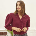 puff sleeve v-neck sweater