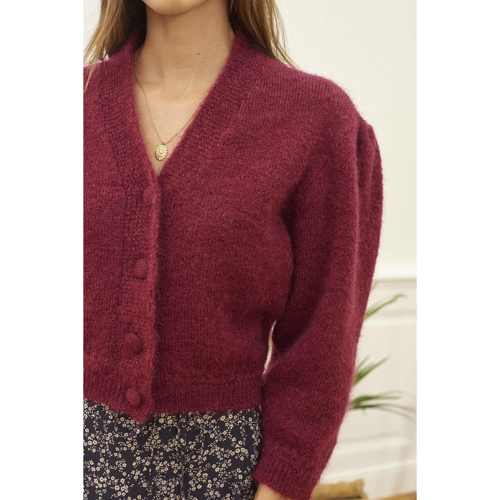 puff sleeve v-neck sweater