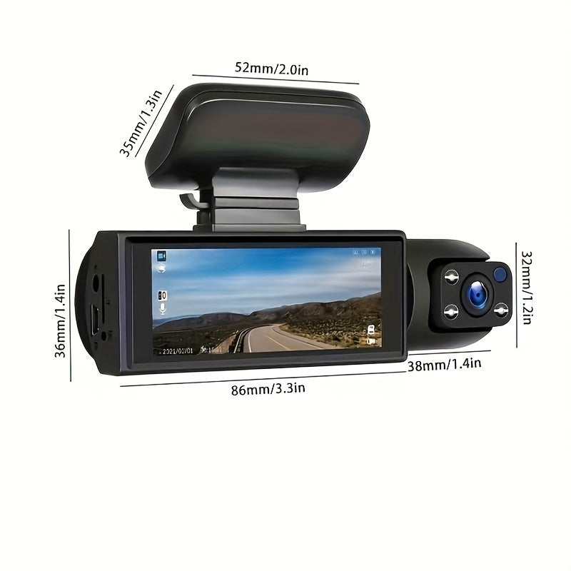 Dash Cam 3.16 Inch Dual Lens Dash Cam, Front -in Camera G Sensor HD Night Vision Wide Angle Car DVR