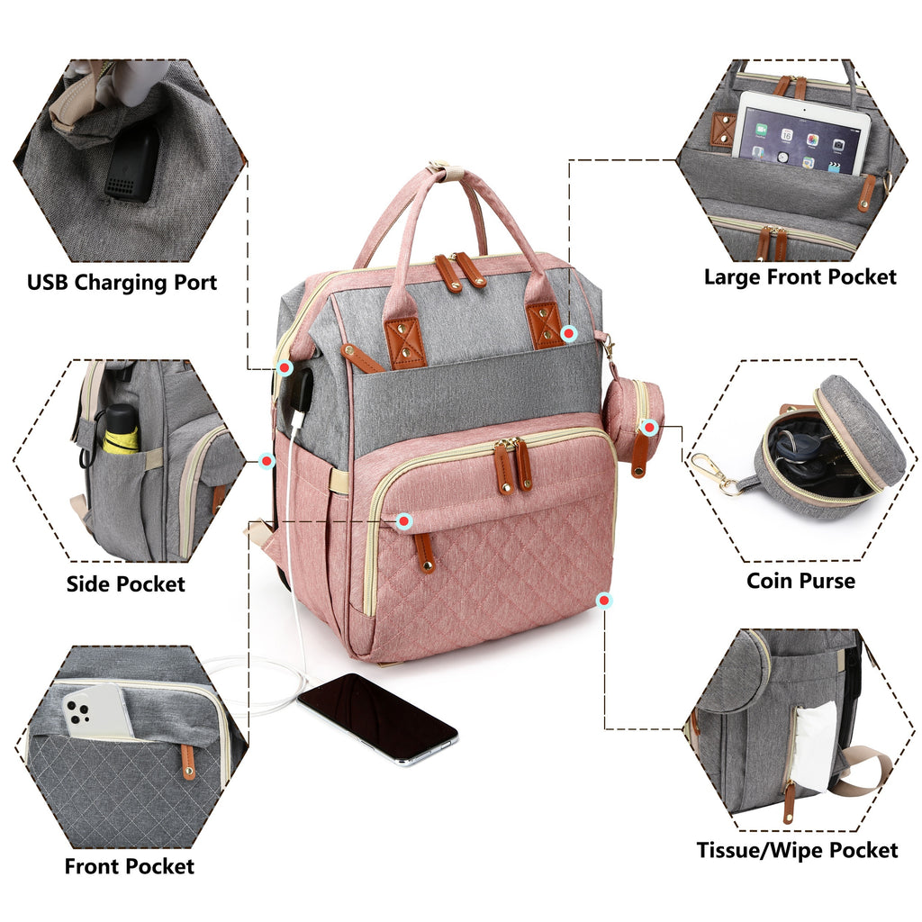 Diaper Bag Backpack, Trendy Bag, Diaper Backpack Bag With A Changing Station, Multifunction Waterproof LarTravel Back Pack, Christmas, Halloween, Thanksgiving Day Gift