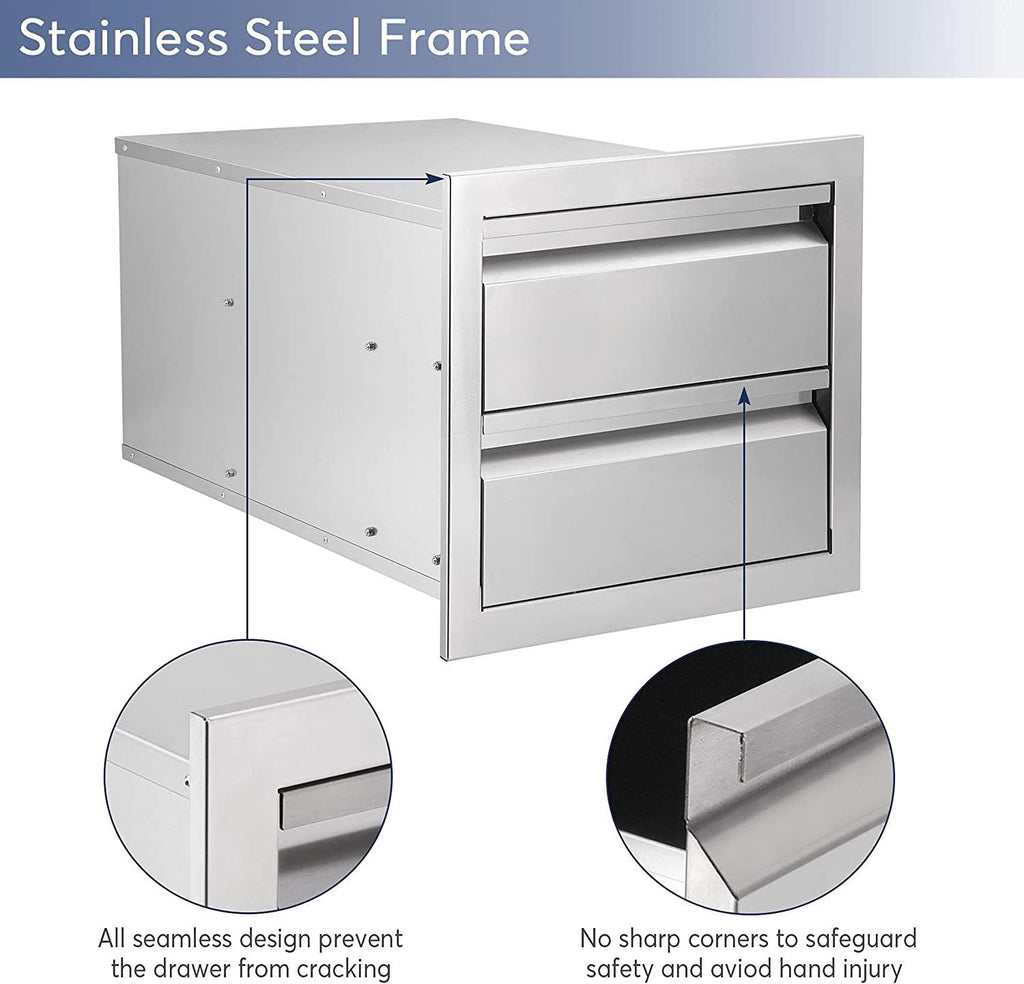 Seeutek Outdoor Kitchen Drawers  Steel, 14W X 14.4H X 23.2D Inch Flush