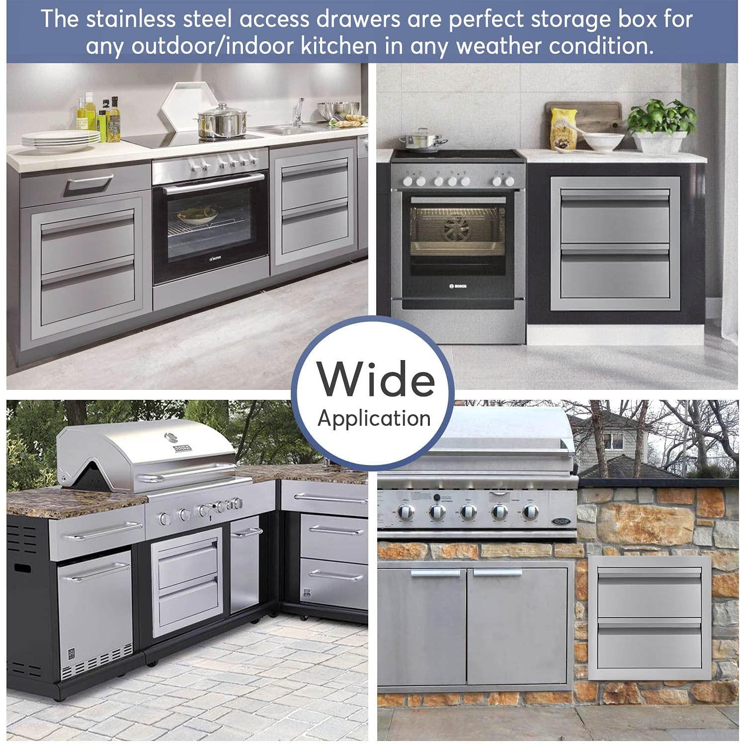 Seeutek Outdoor Kitchen Drawers  Steel, 14W X 14.4H X 23.2D Inch Flush